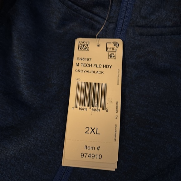 adidas Men’s Tech Full Zip Fleece Hoodie Track Jacket (Royal Blue/Black) - Picture 7 of 7